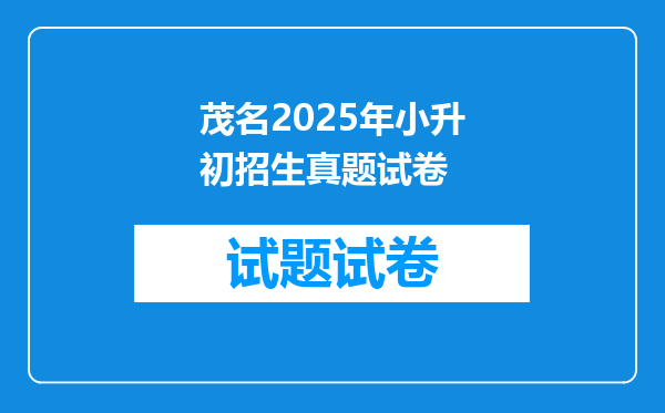 茂名2025年小升初招生真题试卷