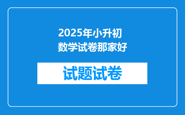 2025年小升初数学试卷那家好