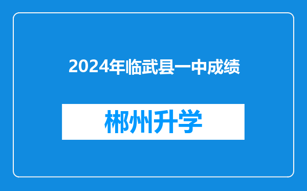 2024年临武县一中成绩