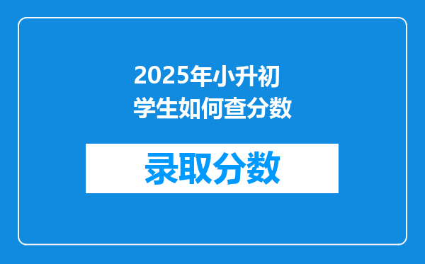 2025年小升初学生如何查分数