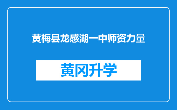 黄梅县龙感湖一中师资力量