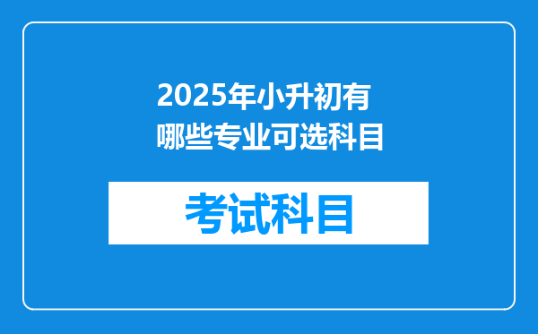 2025年小升初有哪些专业可选科目