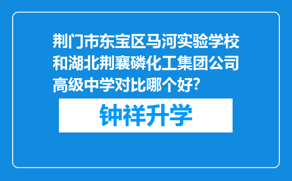 荆门市东宝区马河实验学校和湖北荆襄磷化工集团公司高级中学对比哪个好？