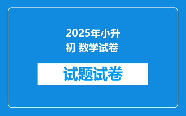 2025年小升初 数学试卷