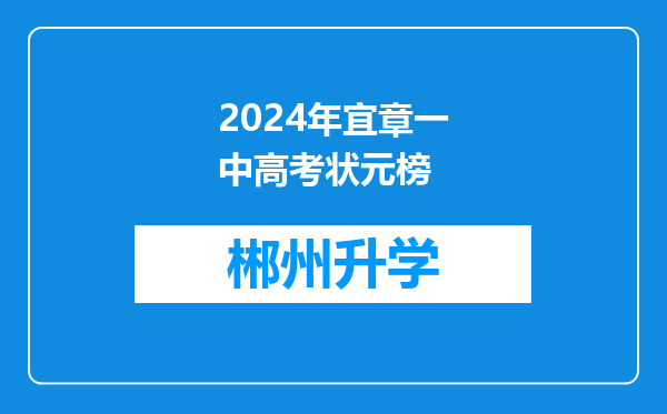 2024年宜章一中高考状元榜