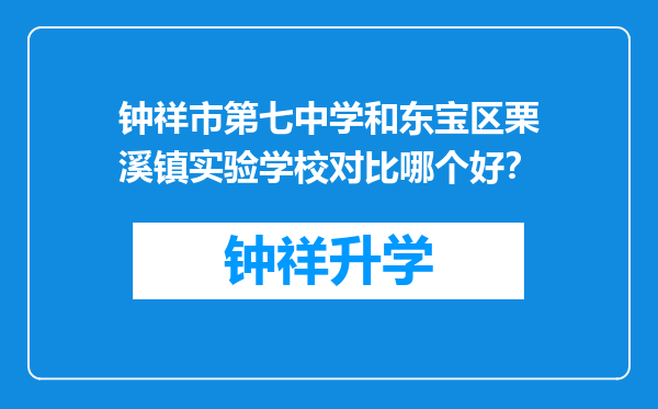 钟祥市第七中学和东宝区栗溪镇实验学校对比哪个好？