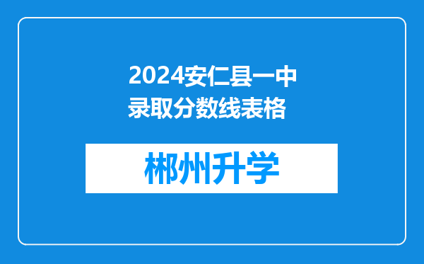 2024安仁县一中录取分数线表格