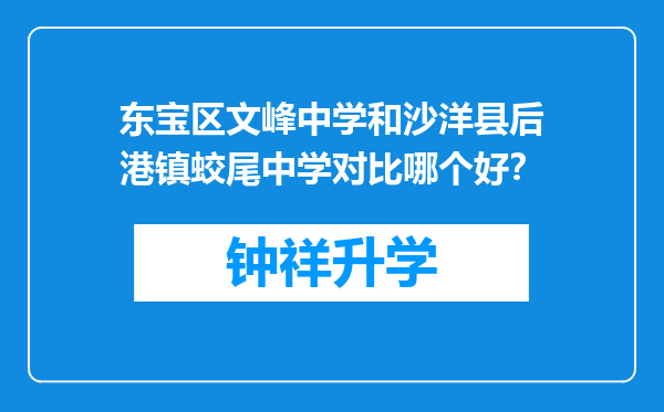 东宝区文峰中学和沙洋县后港镇蛟尾中学对比哪个好？