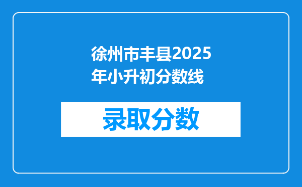 徐州市丰县2025年小升初分数线