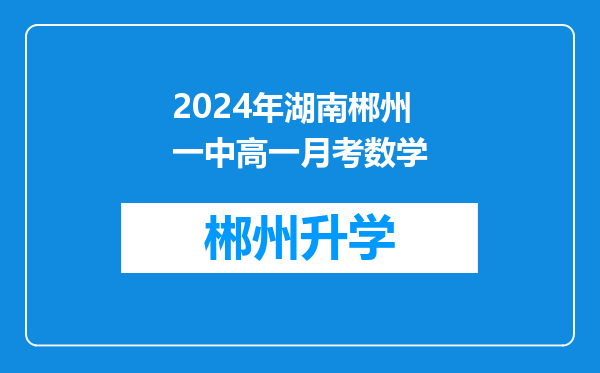 2024年湖南郴州一中高一月考数学