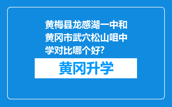 黄梅县龙感湖一中和黄冈市武穴松山咀中学对比哪个好？