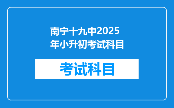 南宁十九中2025年小升初考试科目