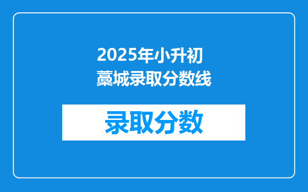 2025年小升初藁城录取分数线