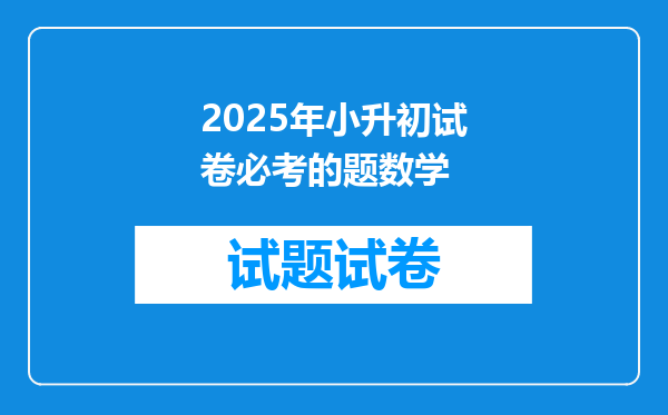 2025年小升初试卷必考的题数学