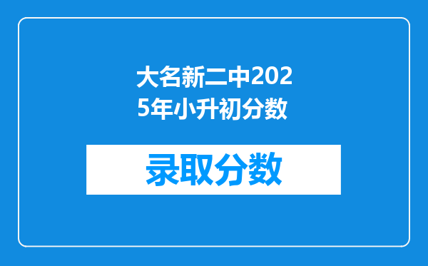 大名新二中2025年小升初分数