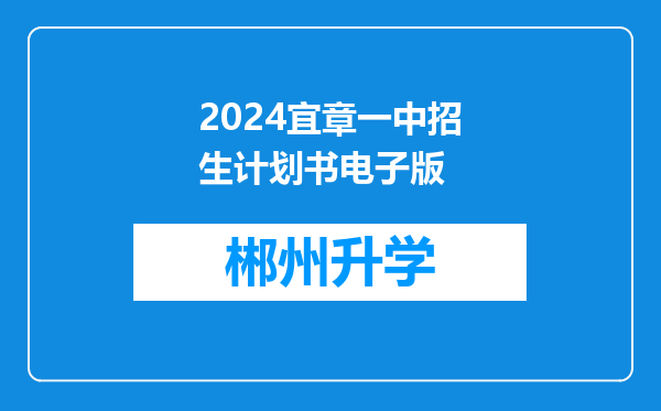 2024宜章一中招生计划书电子版