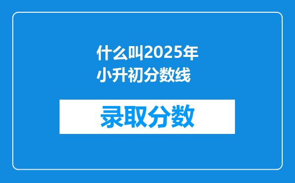 什么叫2025年小升初分数线