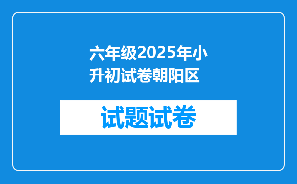 六年级2025年小升初试卷朝阳区