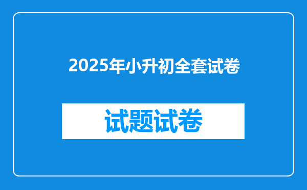 2025年小升初全套试卷