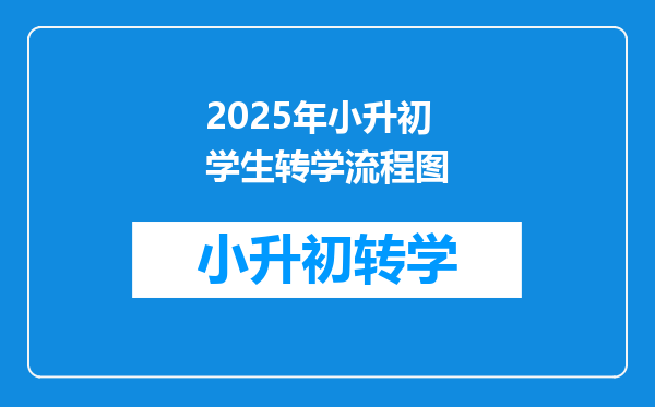 2025年小升初学生转学流程图