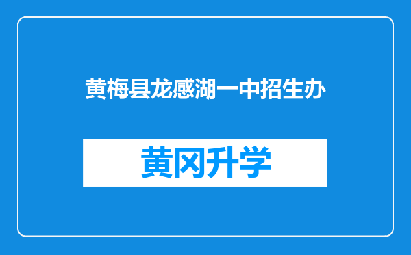 黄梅县龙感湖一中招生办