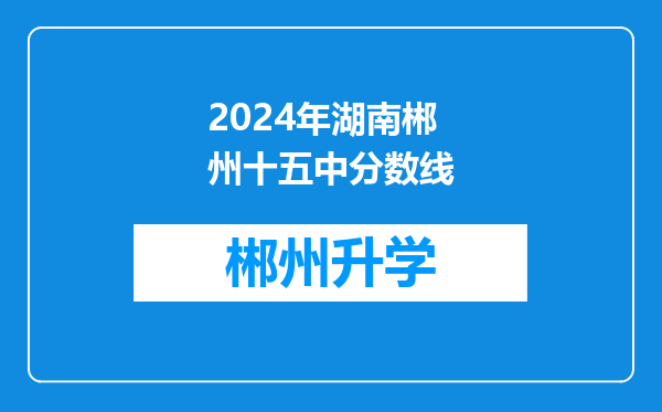 2024年湖南郴州十五中分数线