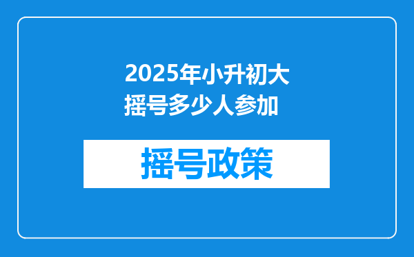 2025年小升初大摇号多少人参加