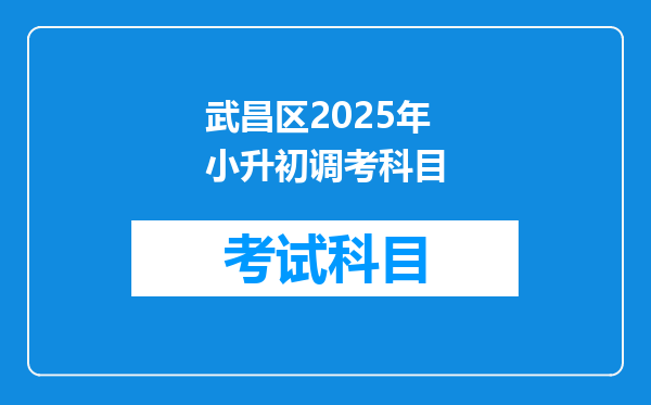 武昌区2025年小升初调考科目