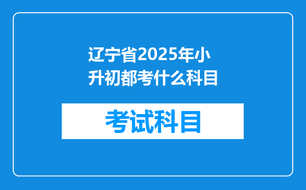 辽宁省2025年小升初都考什么科目