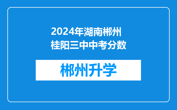 2024年湖南郴州桂阳三中中考分数