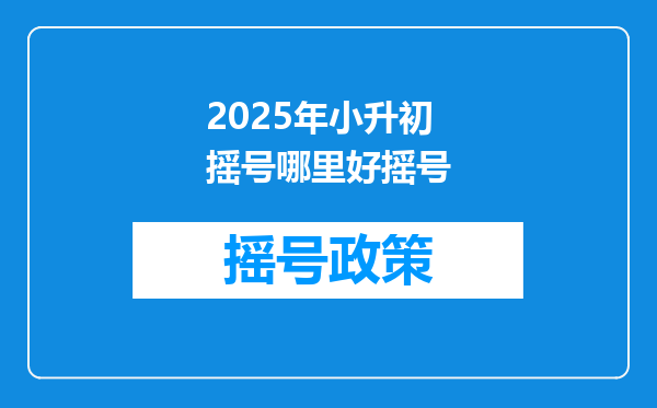 2025年小升初摇号哪里好摇号