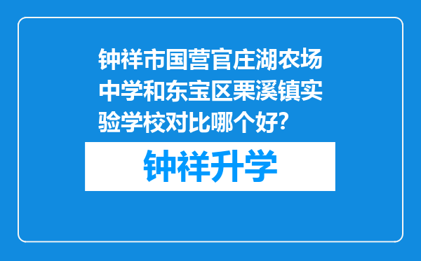 钟祥市国营官庄湖农场中学和东宝区栗溪镇实验学校对比哪个好？