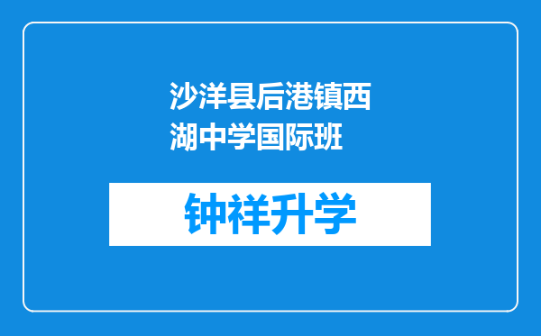 沙洋县后港镇西湖中学国际班