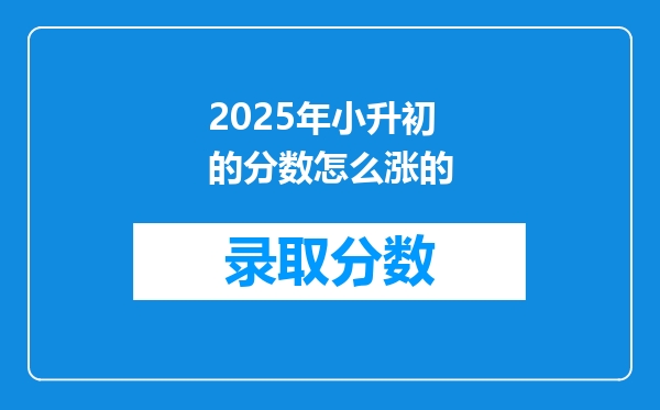 2025年小升初的分数怎么涨的