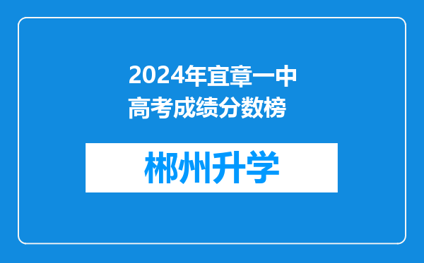 2024年宜章一中高考成绩分数榜