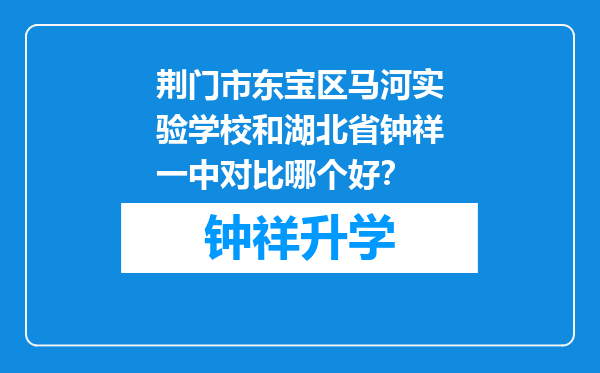 荆门市东宝区马河实验学校和湖北省钟祥一中对比哪个好？