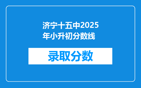 济宁十五中2025年小升初分数线