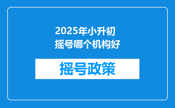 2025年小升初摇号哪个机构好