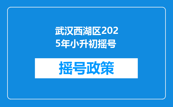 武汉西湖区2025年小升初摇号