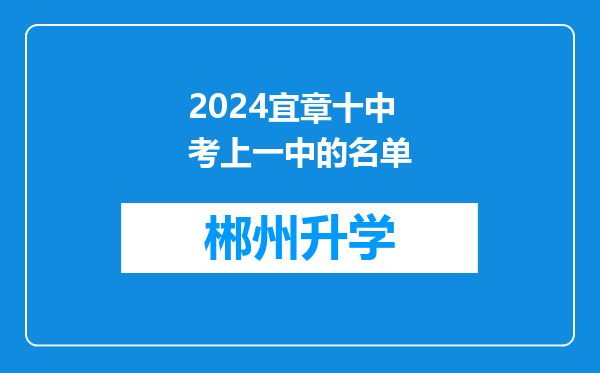 2024宜章十中考上一中的名单