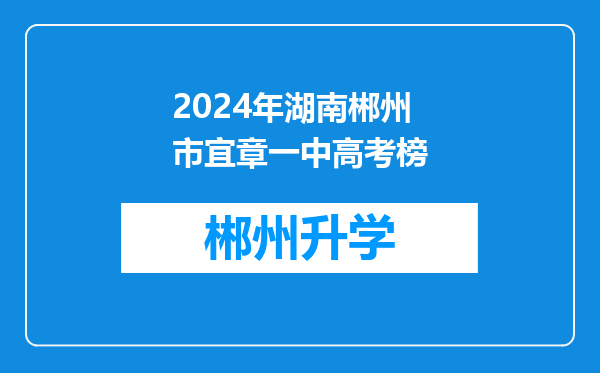 2024年湖南郴州市宜章一中高考榜