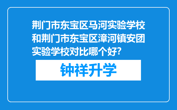 荆门市东宝区马河实验学校和荆门市东宝区漳河镇安团实验学校对比哪个好？