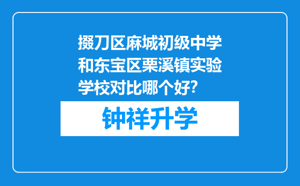 掇刀区麻城初级中学和东宝区栗溪镇实验学校对比哪个好？