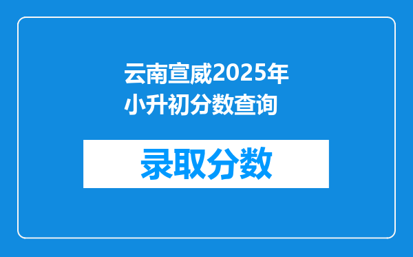 云南宣威2025年小升初分数查询