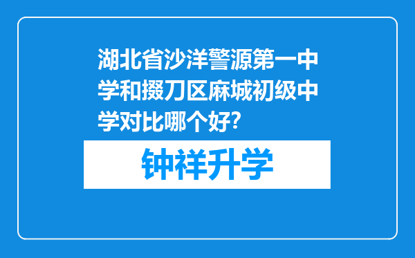 湖北省沙洋警源第一中学和掇刀区麻城初级中学对比哪个好？