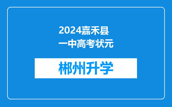 2024嘉禾县一中高考状元