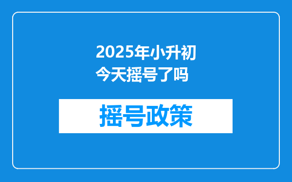 2025年小升初今天摇号了吗