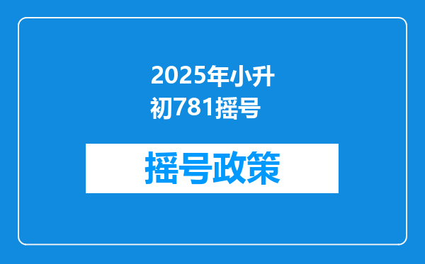 2025年小升初781摇号