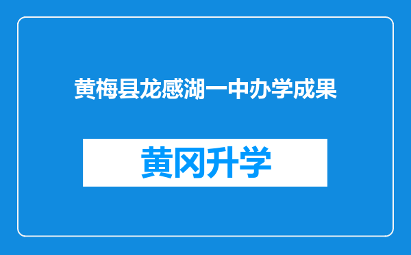 黄梅县龙感湖一中办学成果