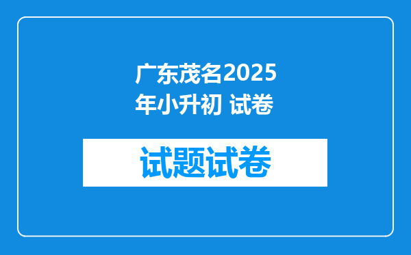 广东茂名2025年小升初 试卷